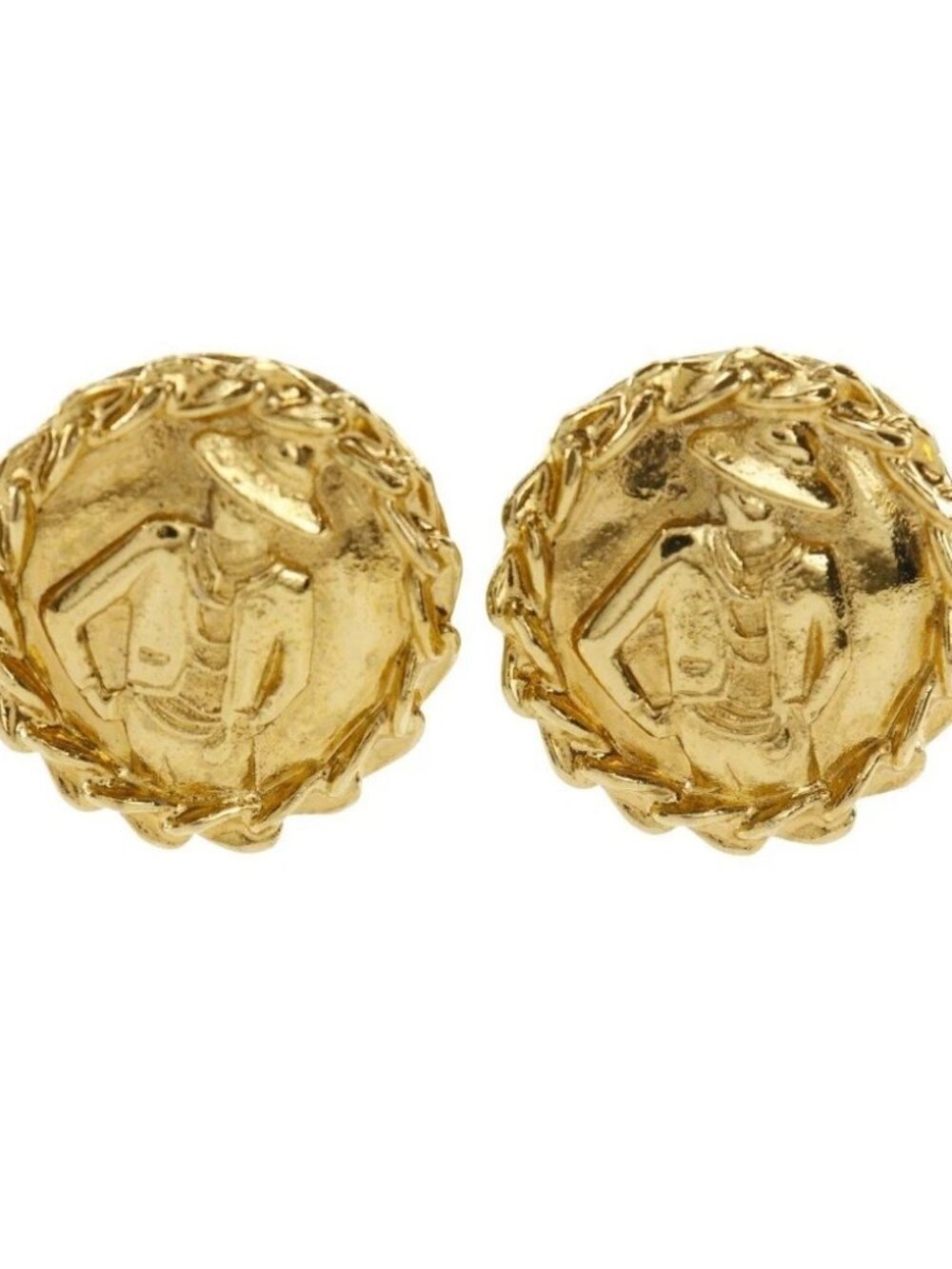 CHANEL Coco Mademoiselle Earring vintage Plated Gold 21.2g Women - Picture 1 of 9